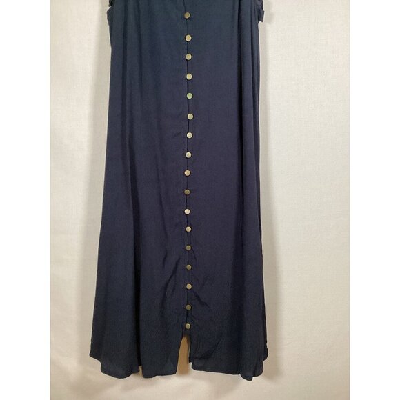 MISS ME Dress Buttons Sleeveless Blue Classic Preppy Small Ruffle - Picture 2 of 7
